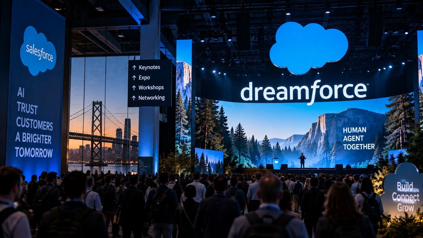 Vista del horizonte de San Francisco con la Salesforce Tower en el centro, sede de la conferencia Dreamforce